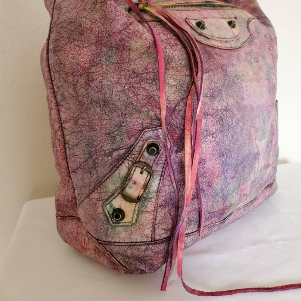 Balenciaga pink blue purple gray graffiti classic giant day city bag work agneau - Picture 2 of 14